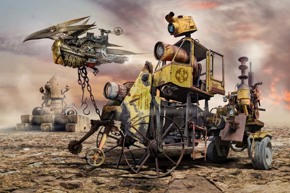 Steampunk Desert Expedition by Radoslav Penchev — canvas wall art