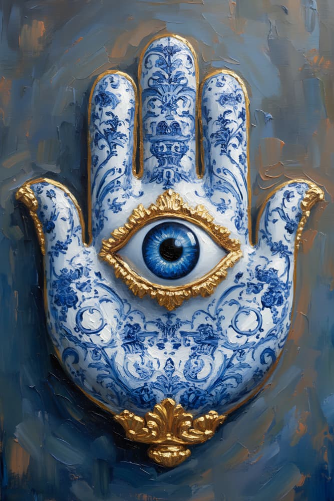 Ornate Hamsa Blue Eye by HUGO — canvas wall art