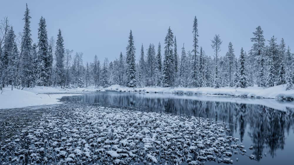 Serene Winter River by Haim Rosenfeld — canvas wall art