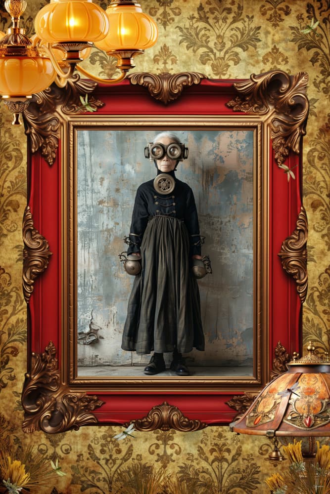 Mysterious Steampunk Portrait by Sue Skellern — canvas wall art