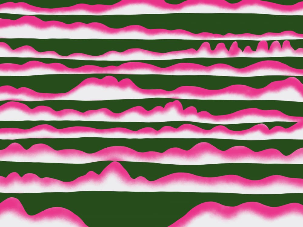 Abstract Pink Green Waves by Little Dean — canvas wall art