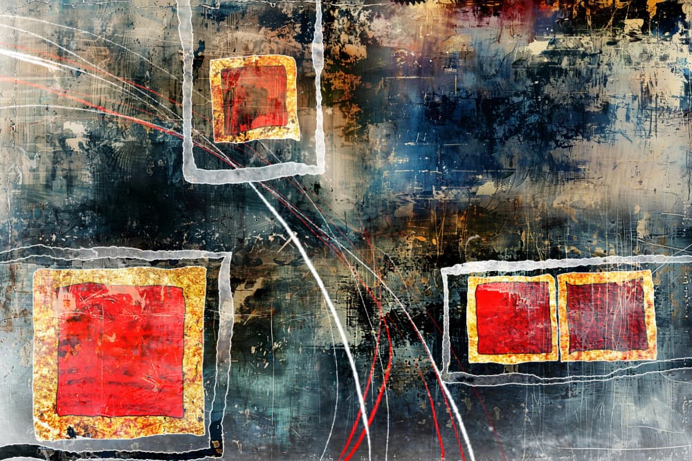 Red Gold Abstract Movement by Rafal Kulik — canvas wall art