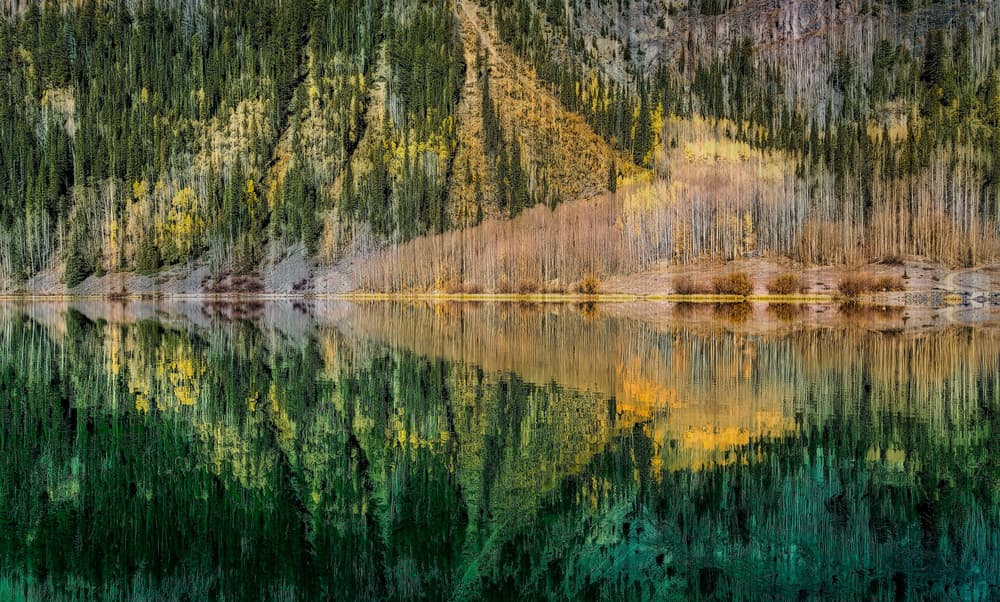 Autumn Lake Reflection by Alex Li — canvas wall art