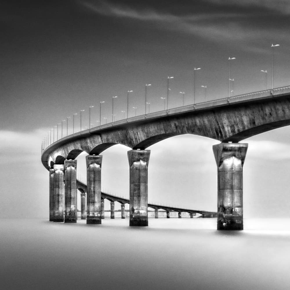 Monochrome Bridge Curve by av peteghium — canvas wall art