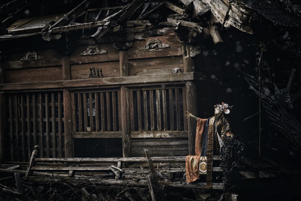 Mystical Figure Decaying Temple by KOIKI — canvas wall art