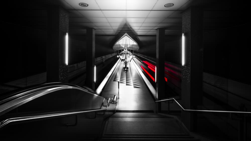 Underground Red Train by Andy Dauer — canvas wall art