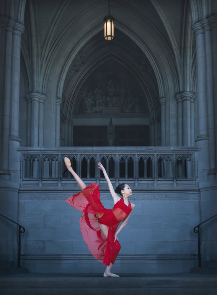 Red Dancer Gothic Archway by Catherine Wang — canvas wall art