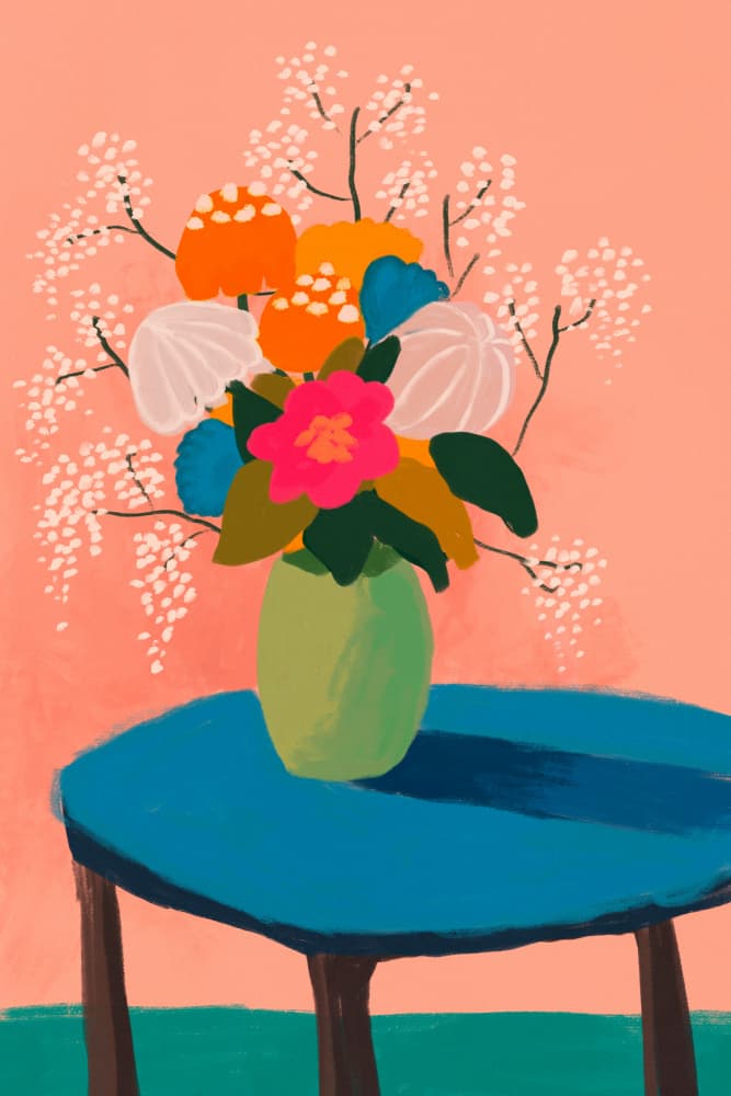 Vibrant Floral Still Life by Treechild — canvas wall art