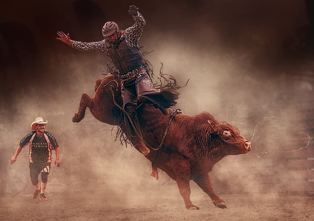Bucking Bull Rider by Ben.C.L — canvas wall art