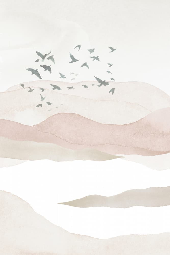 Watercolor Flying Birds by Sally Ann Moss — canvas wall art