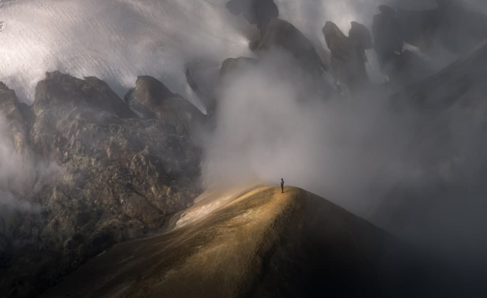 Sunlit Mountain Ridge by Karol Nienartowicz — canvas wall art