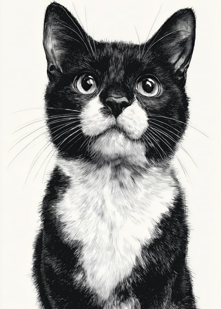 Curious Tuxedo Cat by Justyna Jaszke — canvas wall art