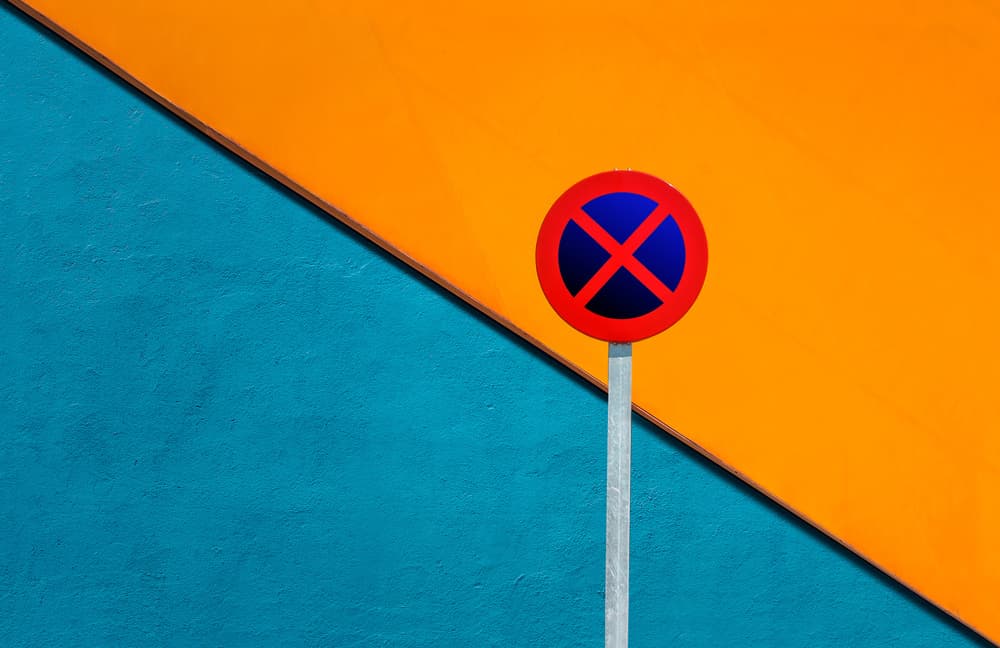Geometric Orange Blue Sign by Alfonso Novillo — canvas wall art