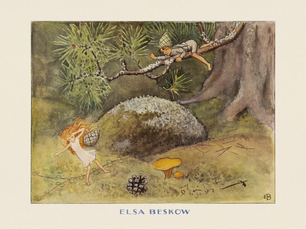 Solägget Kottarna by Elsa Beskow — canvas wall art