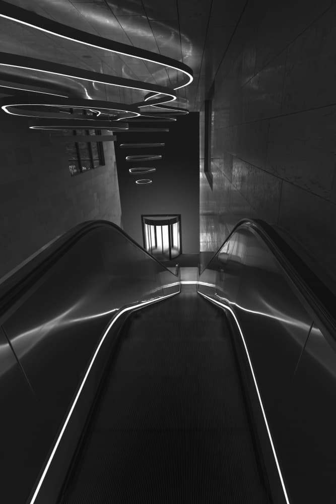 Modern Escalator Descent by Greetje van Son — canvas wall art