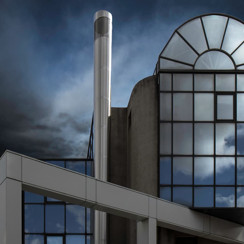 Modern Building Dramatic Sky by Gilbert Claes — canvas wall art