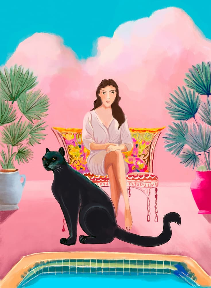 Panther Poolside Dream by Beate Tubach — canvas wall art