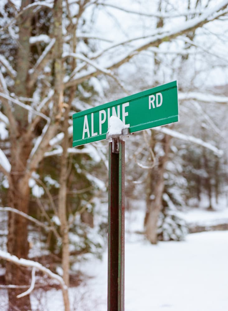 Snowy Alpine Road by Bethany Young — canvas wall art