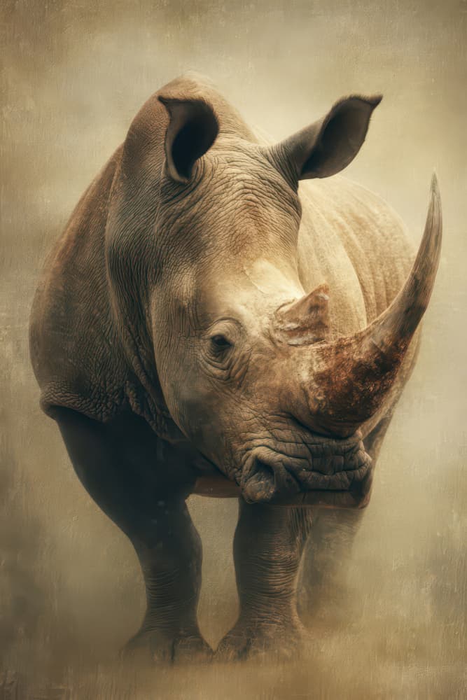 Majestic White Rhino by Rafal Kulik — canvas wall art