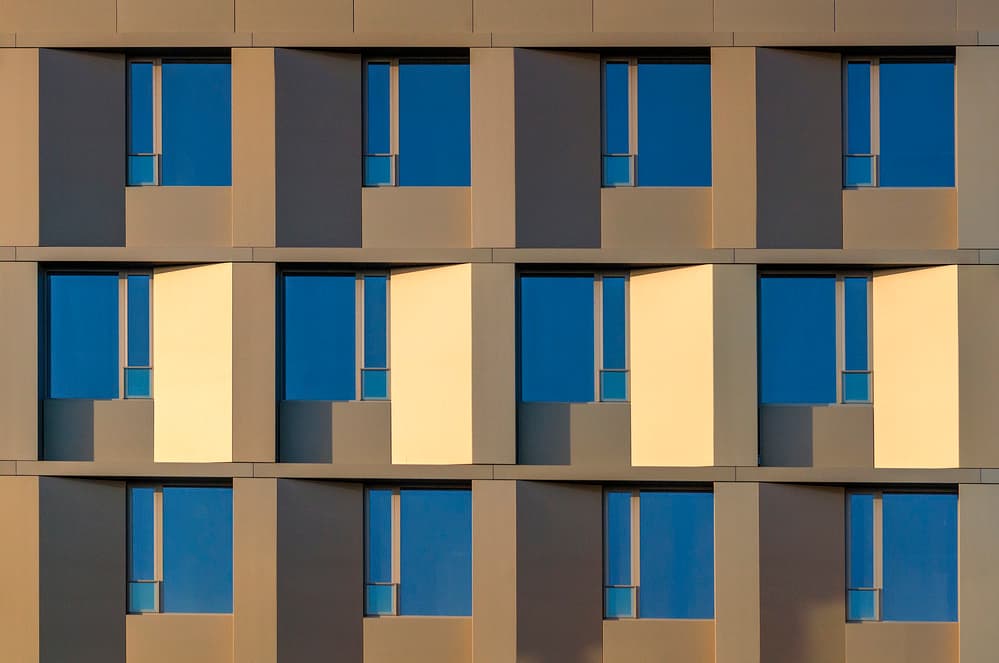 Sunlit Facade Geometry by Jef Van den Houte — canvas wall art