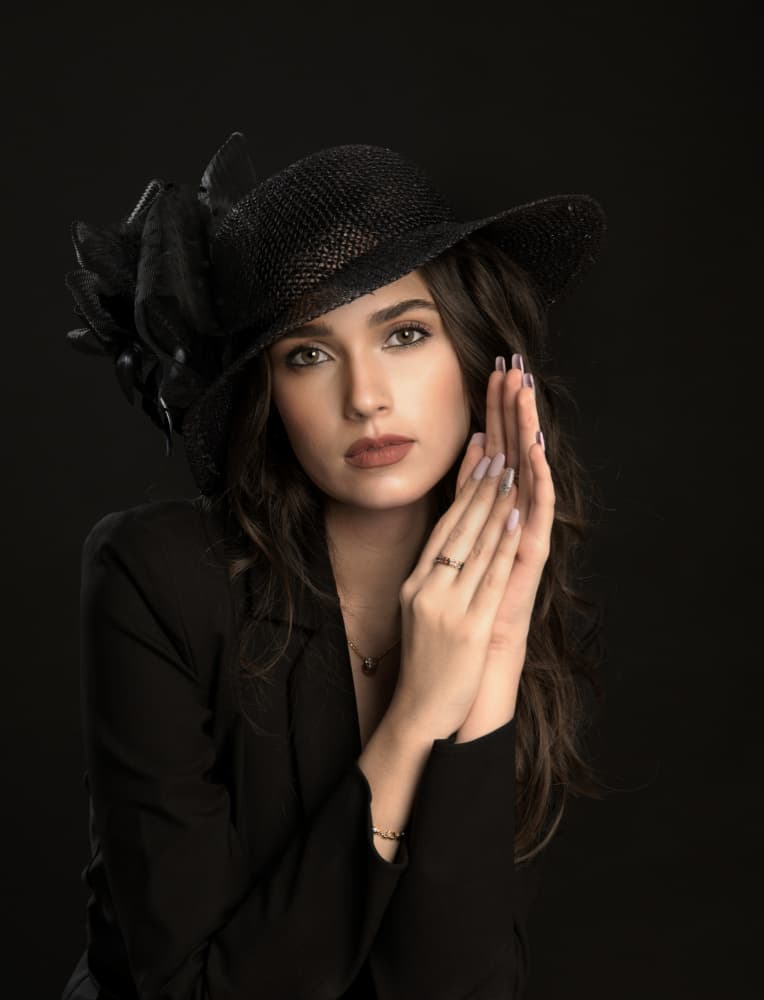 Elegant Woman In Black Hat by John Yuk Kong Chung — canvas wall art