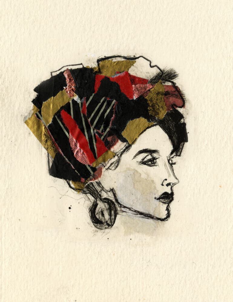 Chic Woman Headpiece by Ute Rathmann — canvas wall art