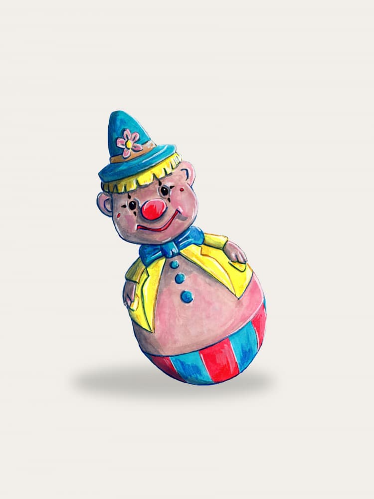 Happy Roly Poly Clown by Renee Machan Cottagecore Artist — canvas wall art