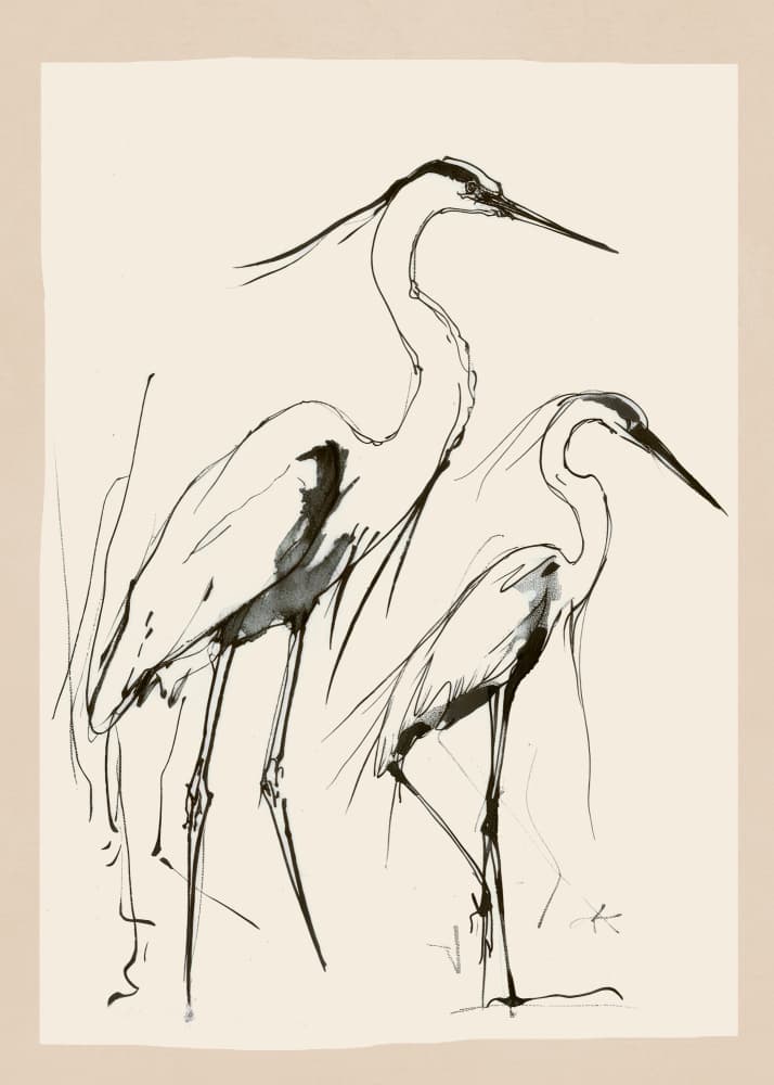 Graceful Heron Sketch by Nadjaa — canvas wall art