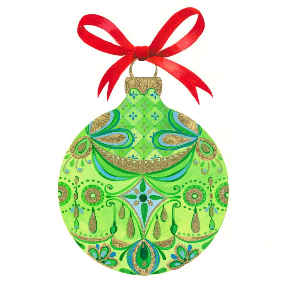 Green Christmas Bauble by Isabelle Brent — canvas wall art