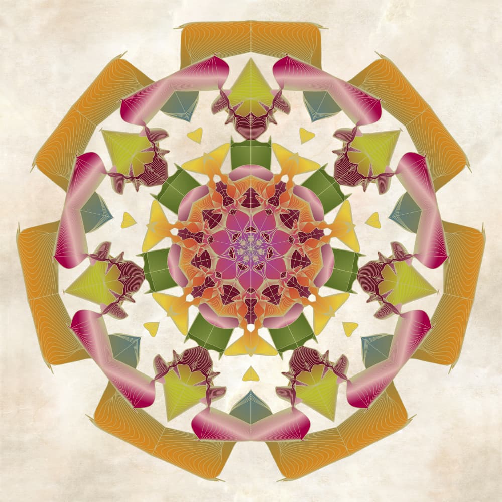 Vibrant Kaleidoscope Mandala by Angelo Cerantola — canvas wall art