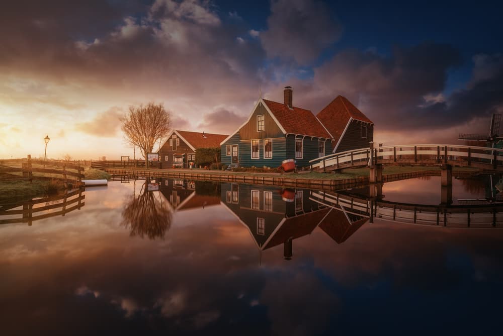 Tranquil Dutch Village Sunset by Juan Pablo de Miguel — canvas wall art