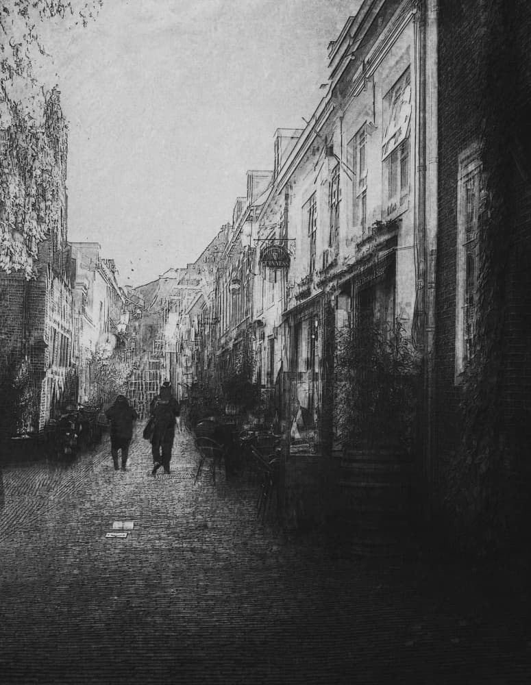Historic Street Walk by monique gilleman — canvas wall art