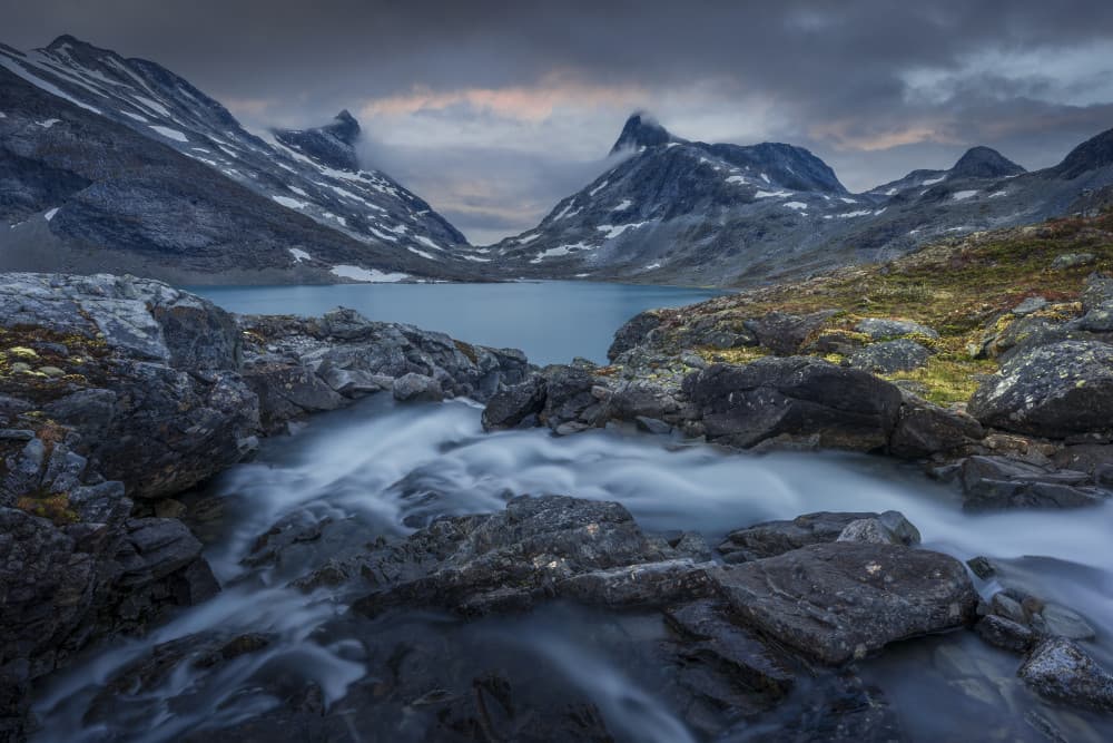 Moody Mountain Waters by Nina Pauli — canvas wall art