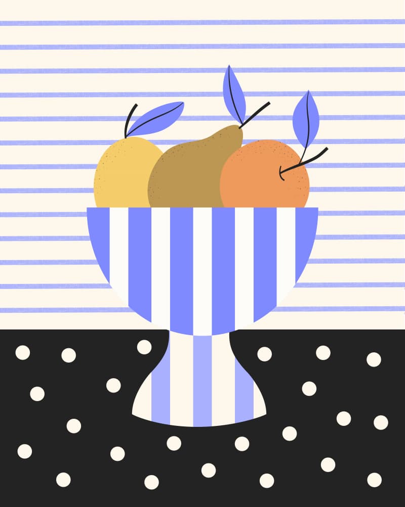 Striped Fruit Bowl by Artprink — canvas wall art