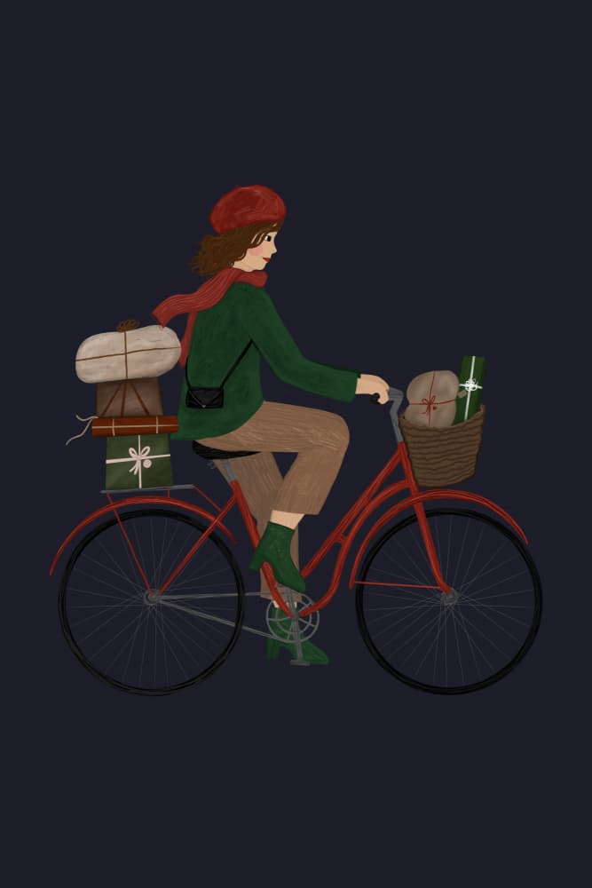 Festive Bike Ride by EMELIEmaria — canvas wall art