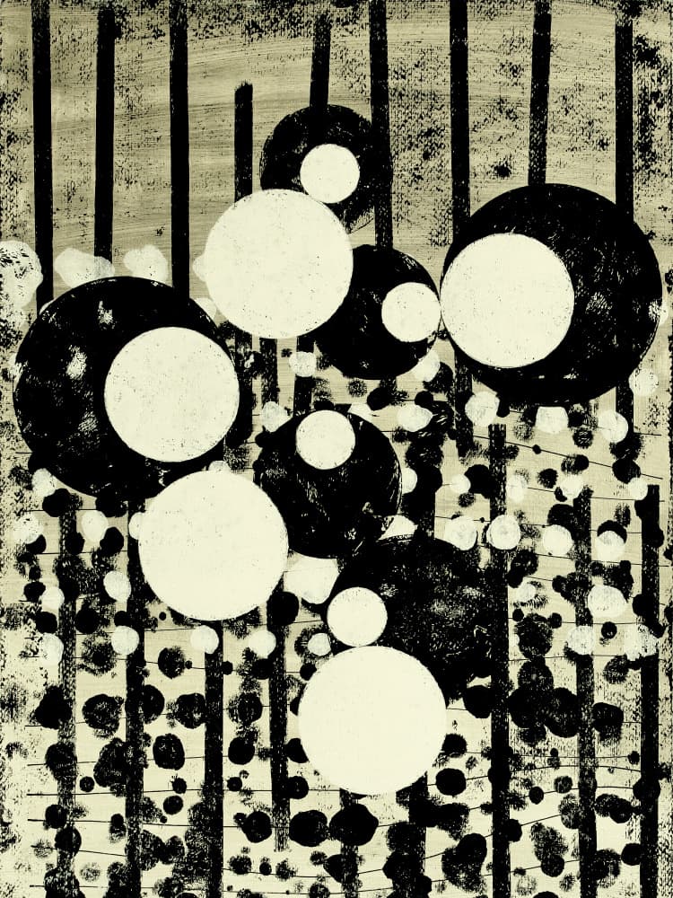 Abstract Black White Circles by Petr Strnad — canvas wall art