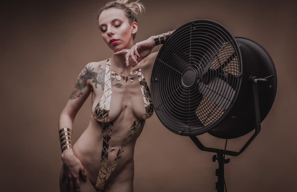 Golden Body And Fan by Ruslan Kolodenskiy — canvas wall art
