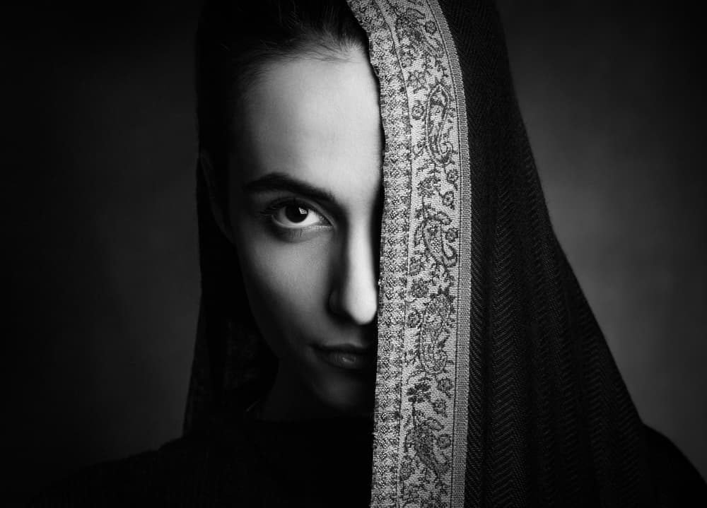 Mysterious Woman Portrait by Mehdi Mokhtari — canvas wall art
