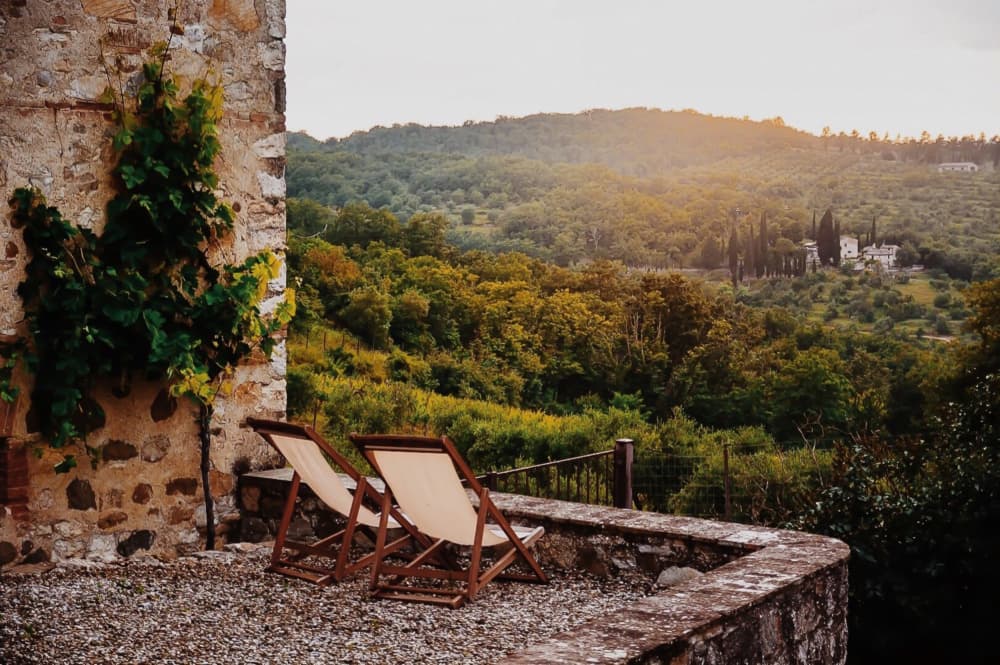 Serene Hillside Patio View by Del Mundo Imagery — canvas wall art