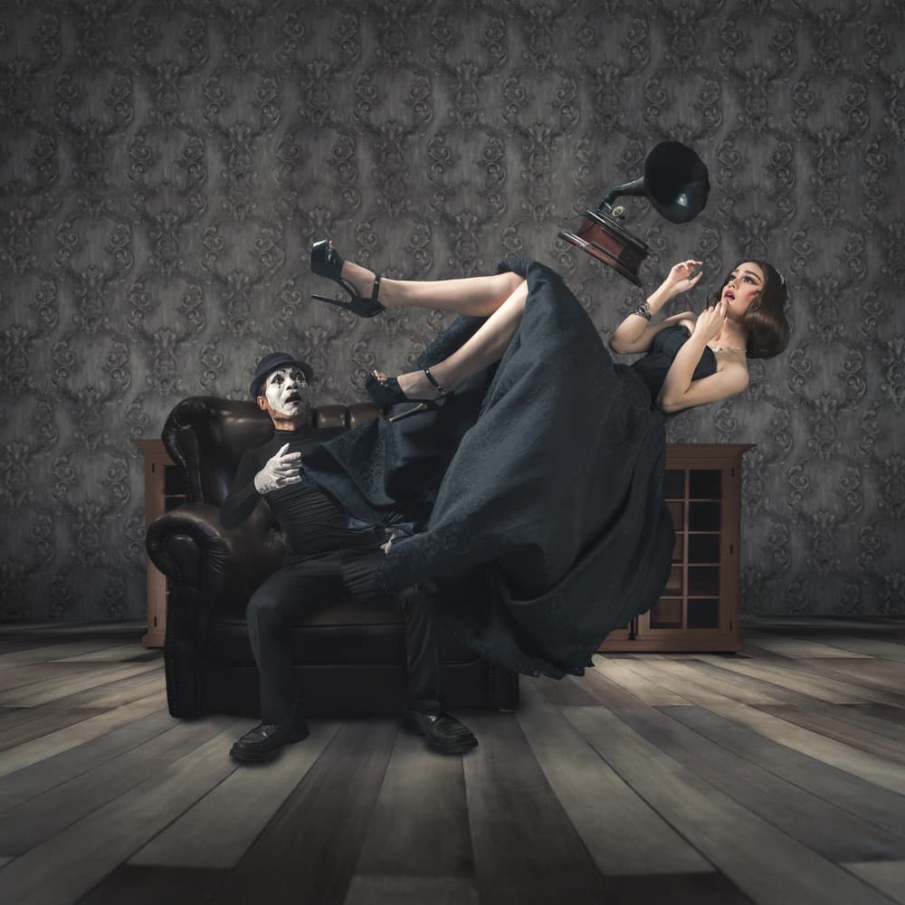 Falling Woman Mime Shock by hardibudi — canvas wall art