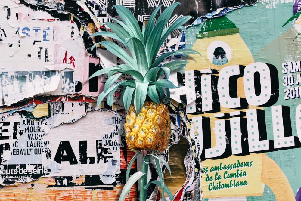 Pineapple Street Collage by Marja van den Hurk — canvas wall art