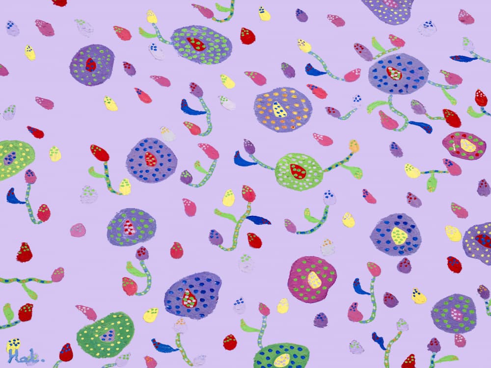 Playful Purple Flower Pattern by Helen Joynson — canvas wall art