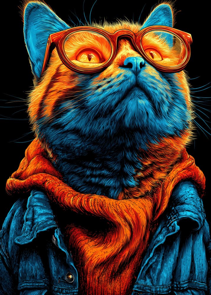 Cool Cat in Glasses by Justyna Jaszke — canvas wall art