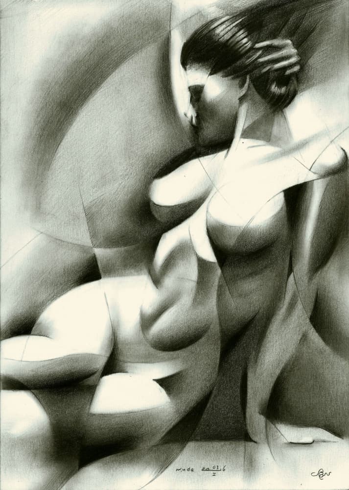 Dramatic Abstract Nude by Corné Akkers — canvas wall art