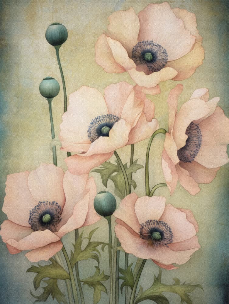Gentle Pink Poppies by Bilge Paksoylu — canvas wall art