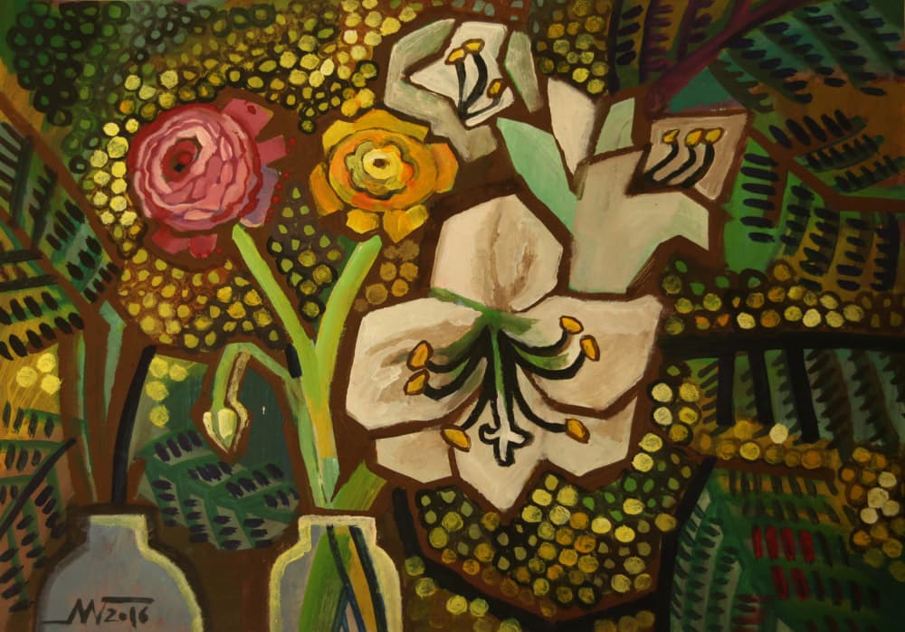 Vibrant Floral Still Life by Marina Gorkaeva — canvas wall art