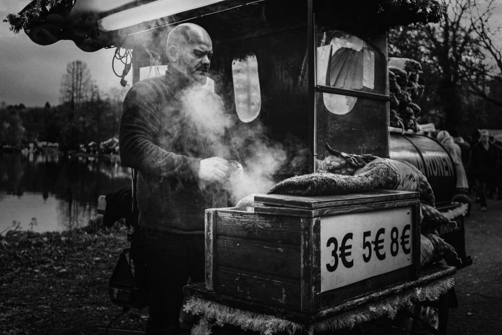 Steaming Street Vendor by Eiji Yamamoto — canvas wall art