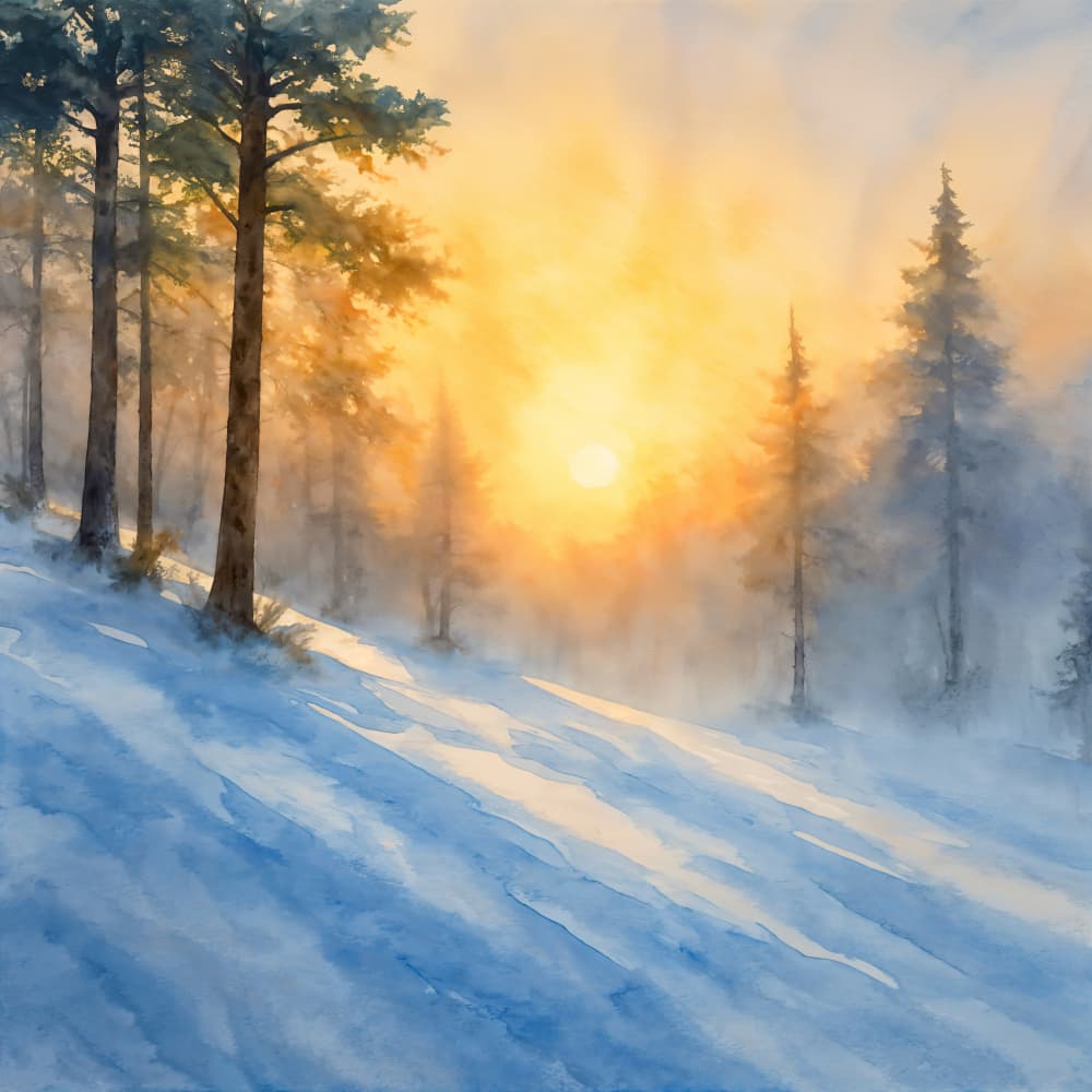 Misty Winter Sunrise by Natalie Bruns — canvas wall art