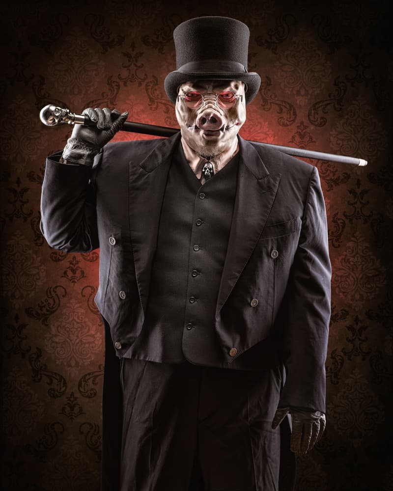 Pig Mask Gentleman by Petri Damstén — canvas wall art