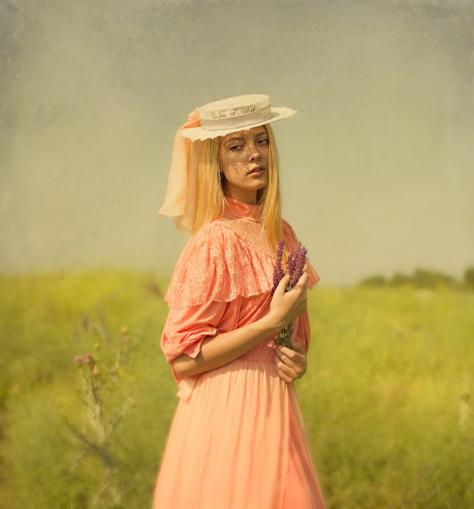 Ethereal Woman Peach Dress by Svetlana Melik-Nubarova — canvas wall art